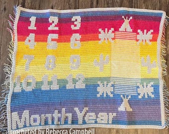 Milestone Baby Afghan, Overlay Mosaic Crochet Pattern, Graph and Written Row by Row Included