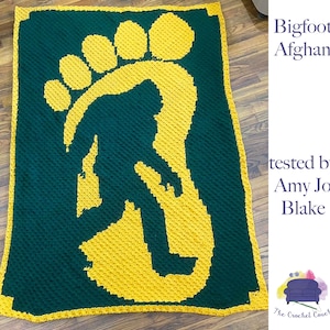 Bigfoot Twin Afghan C2C Crochet Pattern, Written Row by Row, Color Counts, Instant Download, C2C Graph, C2C Pattern, Graphgan Pattern