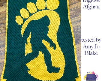 Bigfoot Twin Afghan C2C Crochet Pattern, Written Row by Row, Color Counts, Instant Download, C2C Graph, C2C Pattern, Graphgan Pattern