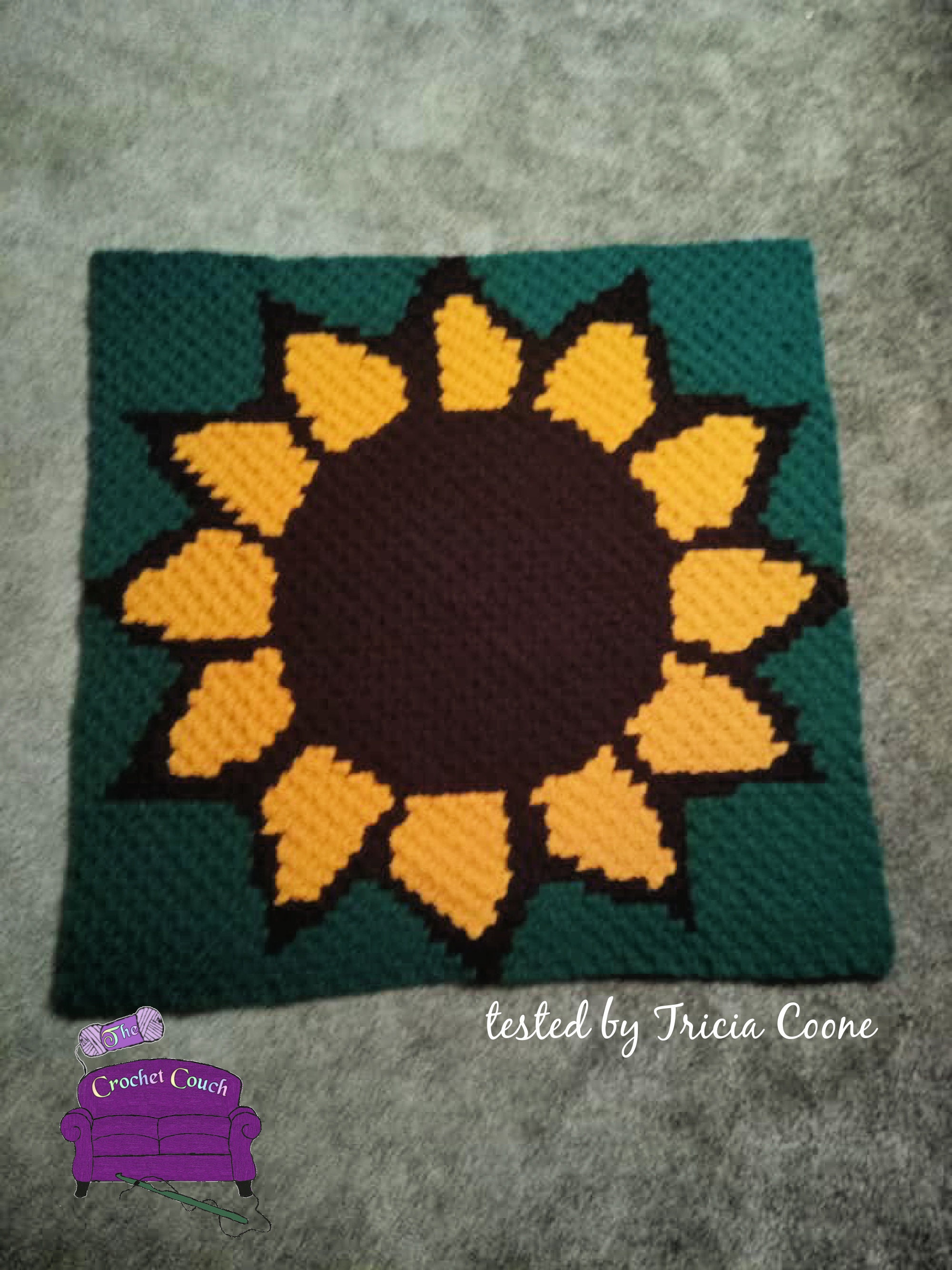 Sunflower Baby Blanket, C2C Crochet Pattern, Written Row Counts, C2C