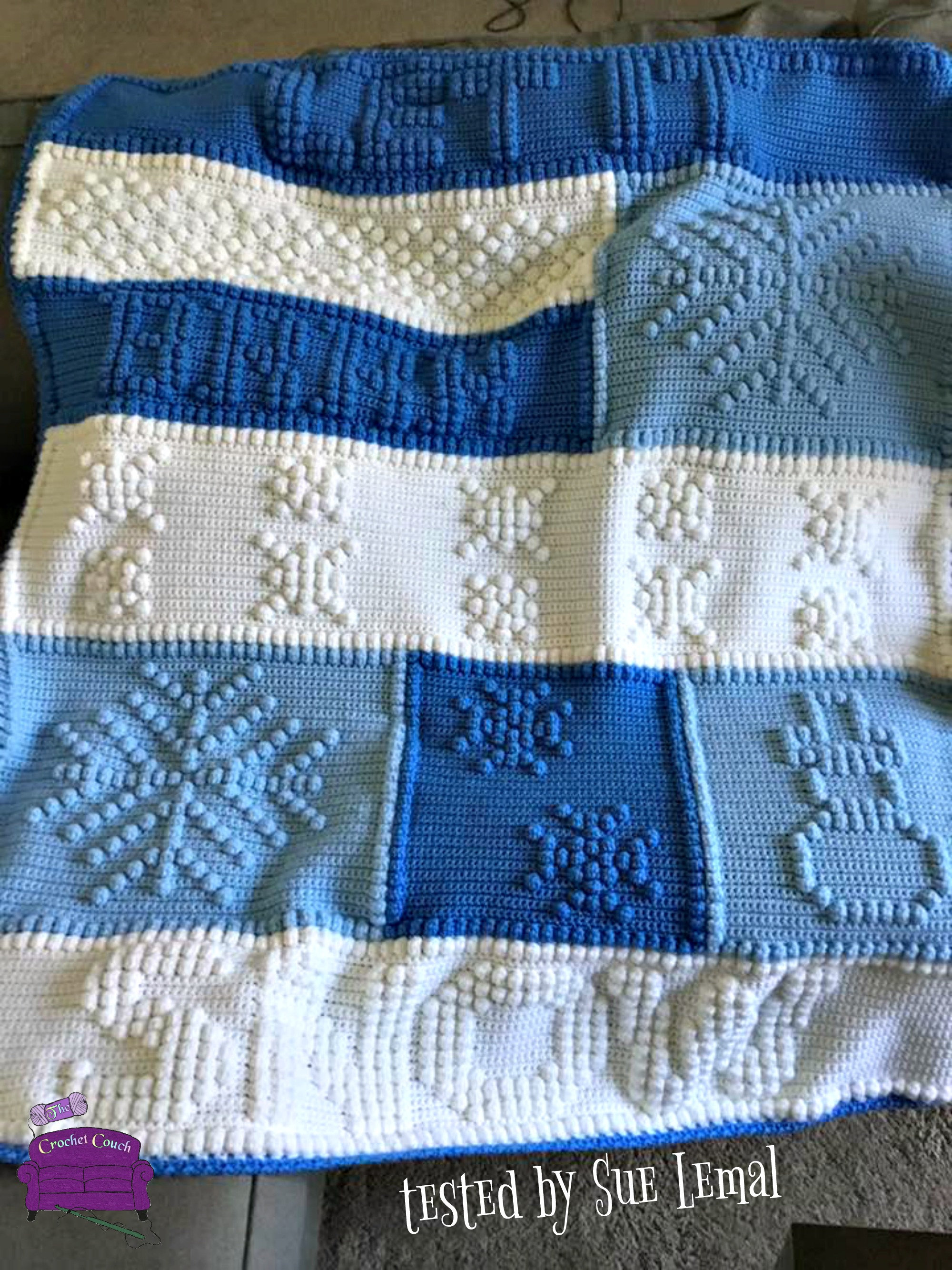 Let It Snow Afghan, Bobble Stitch Crochet Pattern, Written Row by Row