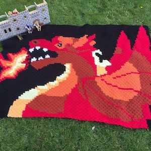 Dragon Afghan C2C Crochet Pattern, Written Row Counts, C2C Graphs, Corner to Corner, Crochet Pattern, C2C Graph