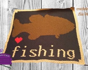 Love Fishing Afghan C2C Crochet Pattern, Written Row Counts, C2C Graphs, Corner to Corner, Crochet Pattern, C2C Graph