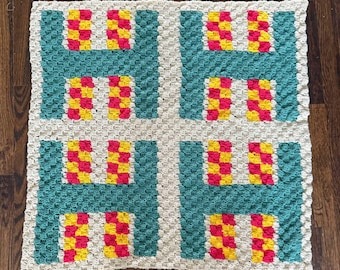 Clara Small Afghan Crochet Pattern | Modern Coastal Geometric Baby Blanket