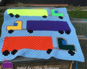 Semi Truck, Kids Afghan, C2C Crochet Pattern, Written Row by Row, Color Counts, Instant Download, C2C Graph, C2C Pattern, C2C Crochet