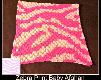 Zebra Print Baby Afghan, C2C Crochet Pattern, Written Row Counts, C2C Graphs, Corner to Corner, Crochet Pattern, C2C Graph