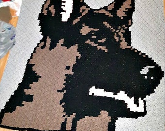 German Shepherd Afghan C2C Crochet Pattern, Written Row Counts, C2C Graphs, Corner to Corner, Crochet Pattern, C2C Graph