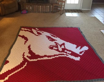 Razorback Hog Afghan, C2C Crochet Pattern, Written Row Counts, C2C Graphs, Corner to Corner, Crochet Pattern, C2C Graph