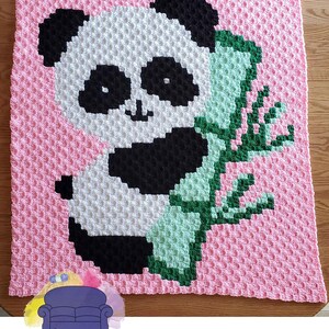 Panda Bamboo Baby Afghan C2C Crochet Pattern, Graph and Written Row by Row Included image 2