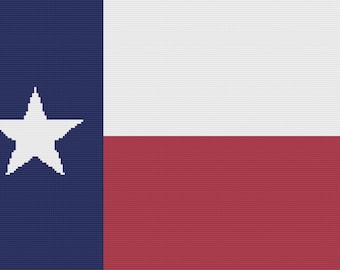 Texas Flag Afghan SC / TSS Crochet Pattern, Written Row Counts for single crochet and tunisian simple stitch