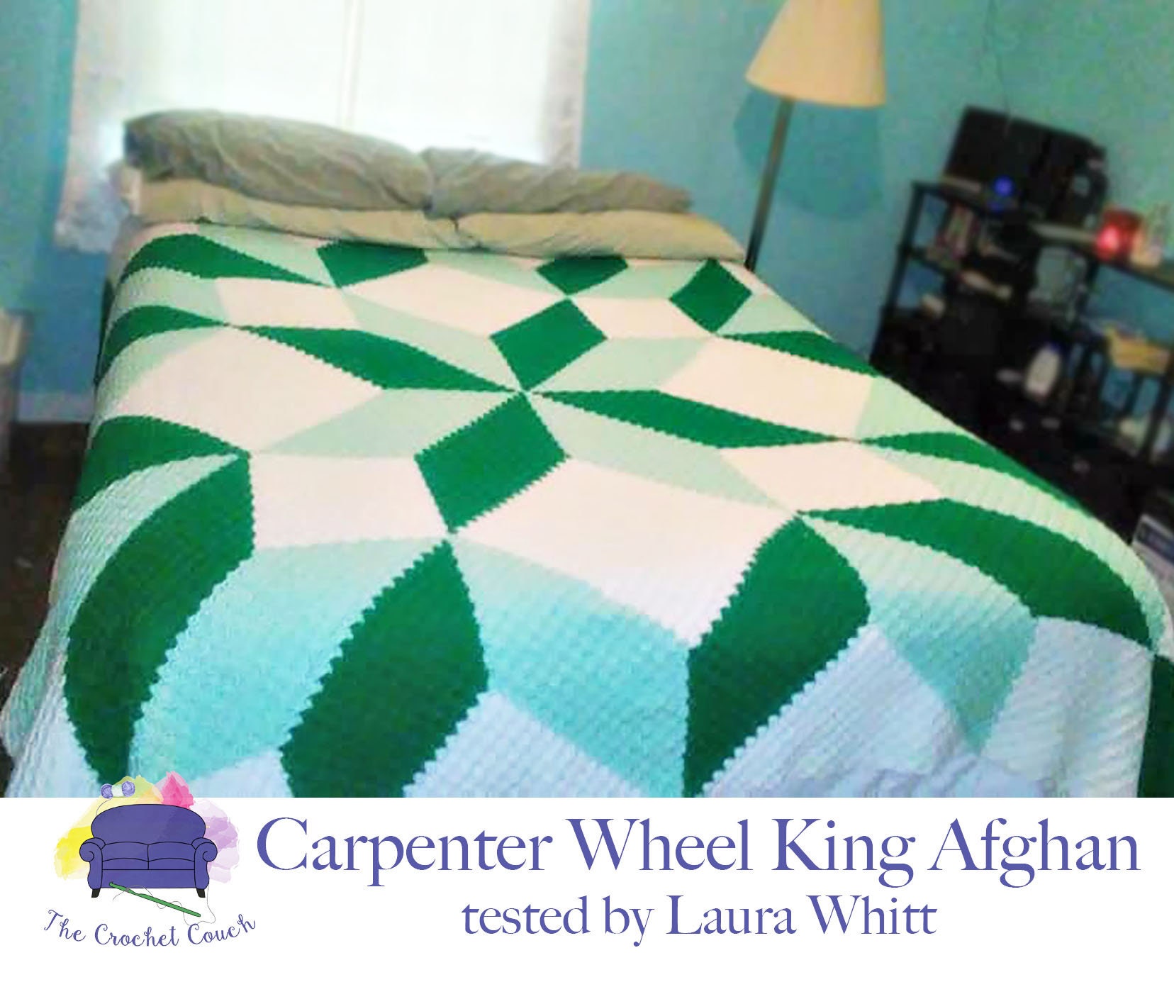 Carpenter Wheel Afghan King Size C2C Crochet Pattern Written Row