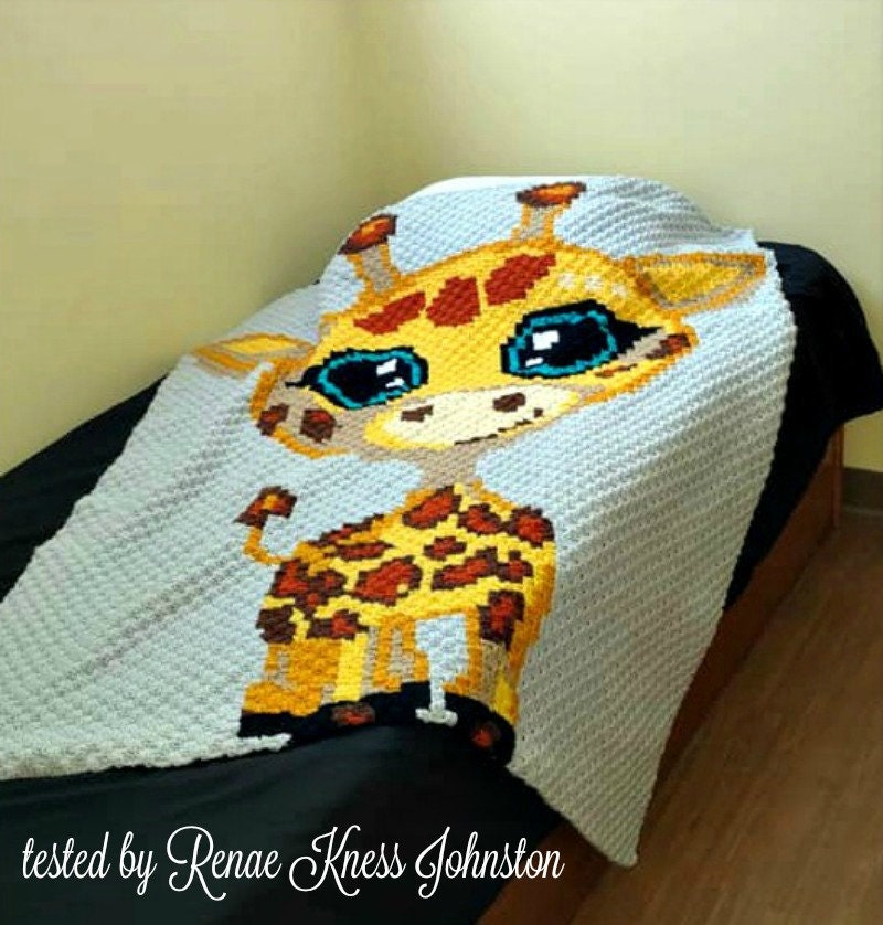 Baby Giraffe Afghan C2C Crochet Pattern Written Row Counts Etsy