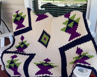 Trina Quilt Afghan C2C Crochet Pattern, Written Row Counts, C2C Graphs, Corner to Corner, Crochet Pattern, C2C Graph