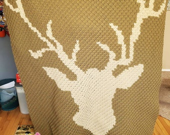 Deer Head Afghan C2C Crochet Pattern, Written Row Counts, C2C Graphs, Corner to Corner, Crochet Pattern, C2C Graph