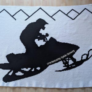 Snowmobile Afghan, SC or TSS Crochet Pattern, Graph and Written Row by Row Included
