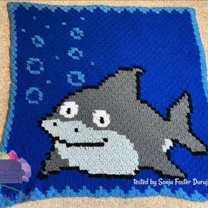 Shark Baby Afghan C2C Crochet Pattern, Written Row by Row, Color Counts, Instant Download, C2C Graph, C2C Pattern, C2C Crochet, Graphgan