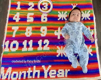 Baby Photo Prop Afghan Mosaic Crochet Pattern, Written Row by Row,  Instant Download, Overlay Mosaic,  Crochet Pattern, Crochet Couch