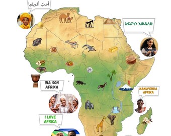 Africa Unit Study Printable | 54 Countries Geography Fact Sheets, Animal Coloring Pages (PDF)