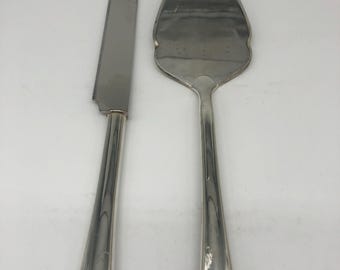 NIB Lenox Opal Innocence silver plate stainless wedding cake knife and server