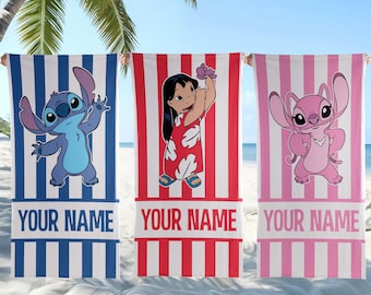 Toalla de playa personalizada de Lilo & Stitch, toalla de piscina de Disney, toalla para vacaciones de verano, regalo para fans de Stitch