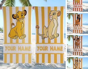 Personalized The Lion King Beach Towel, Disney Pool Towel, Summer Vacation Towel, Simba Fan Gift