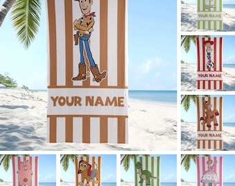 Personalized Toy Story Beach Towel, Disney Pixar Pool Towel, Summer Vacation Towel, Toy Story Fan Gift