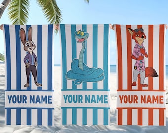 Personalized Zootopia 2 Beach Towel, Disney Pool Towel, Summer Vacation Towel, Zootopia Fan Gift