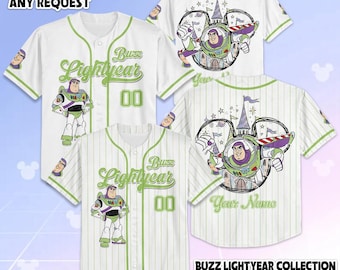 Camiseta de béisbol personalizada de Buzz Lightyear, camiseta de béisbol personalizada de Disney Toy Story, camiseta de equipo de béisbol, regalo de cumpleaños