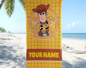Woody Beach Towel, Personalized Toy Story Pool Towel, Disney Pixar Summer Vacation Towel, Woody Fan Gift