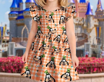 Vestito con volant di Goofy, vestito di Goofy per bambina, completo di compleanno Disney per bambine, vestito per feste estive per bambini, vestito di Goofy per bambine