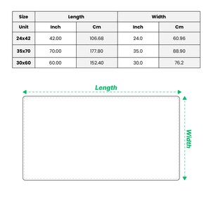 Puede incluir: Una tabla de tallas de toalla de playa con el texto BEACH TOWEL en la parte superior. Una tabla enumera tres tama&ntilde;os en pulgadas y cent&iacute;metros: 24x42 pulgadas (106,68x60,96 cm), 35x70 pulgadas (177,80x88,90 cm) y 30x60 pulgadas (152,40x76,2 cm).