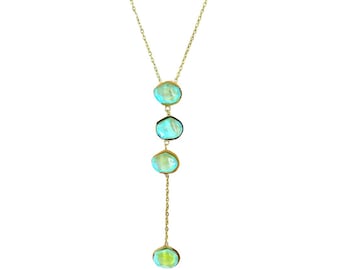 Turquoise Water Drop Lariat Necklace - Waterproof & Beach Vacation Proof!