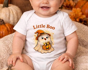 Body de bebé de calabaza fantasma Little Boo / Mono de bebé de Halloween
