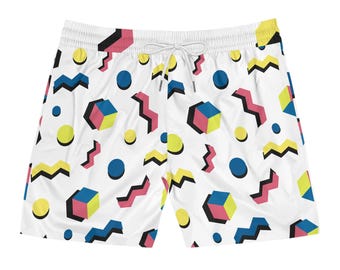 Retro jaren 80 Memphis geometrische zwemshort | Halflang heren