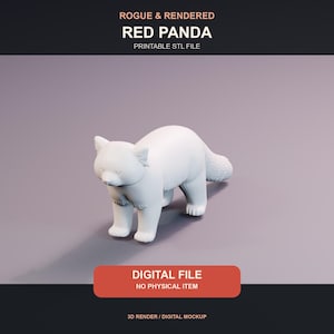 STL-bestand van een rode panda, 100 mm FDM 3D-printmodel, digitaal printpakket