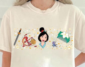 Disney Mulan Shirt Retro Vintage Mulan Mushu Cri-Kee T-Shirt Princess Family Birthday Gift