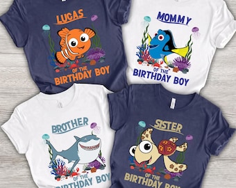 Disney Finding Nemo Birthday Shirt Personalized Dory Shark Turtle Family Trip Matching Party Tee