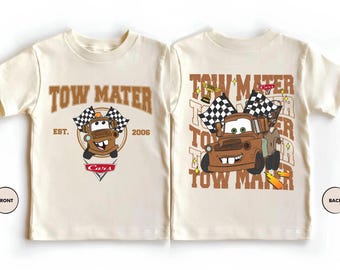 Tow Mater Custom Disney Cars Shirt, Personalized Name Number Family Matching Theme Tee Outfit