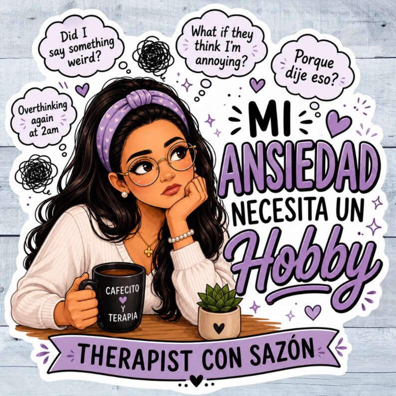 Sazon Stickers Funny Anxiety Sticker, Anxiety Sticker Bundle, Social Work Gift ...