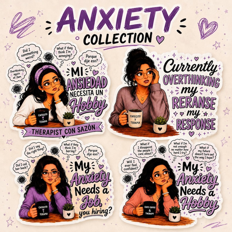 Funny Anxiety Sticker, Anxiety Sticker Bundle, Social Work Gift ...