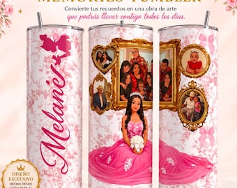 Royal Princess Memories Tumbler | Custom Illustration Cup | Quinceañera Gift | Custom 20oz Tumbler