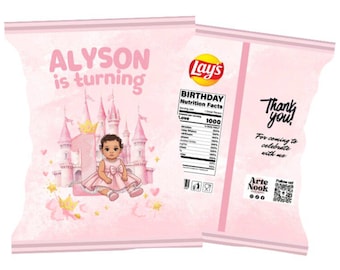 Personalized Princess Chip Bags | Princess Party Bags | Birthday