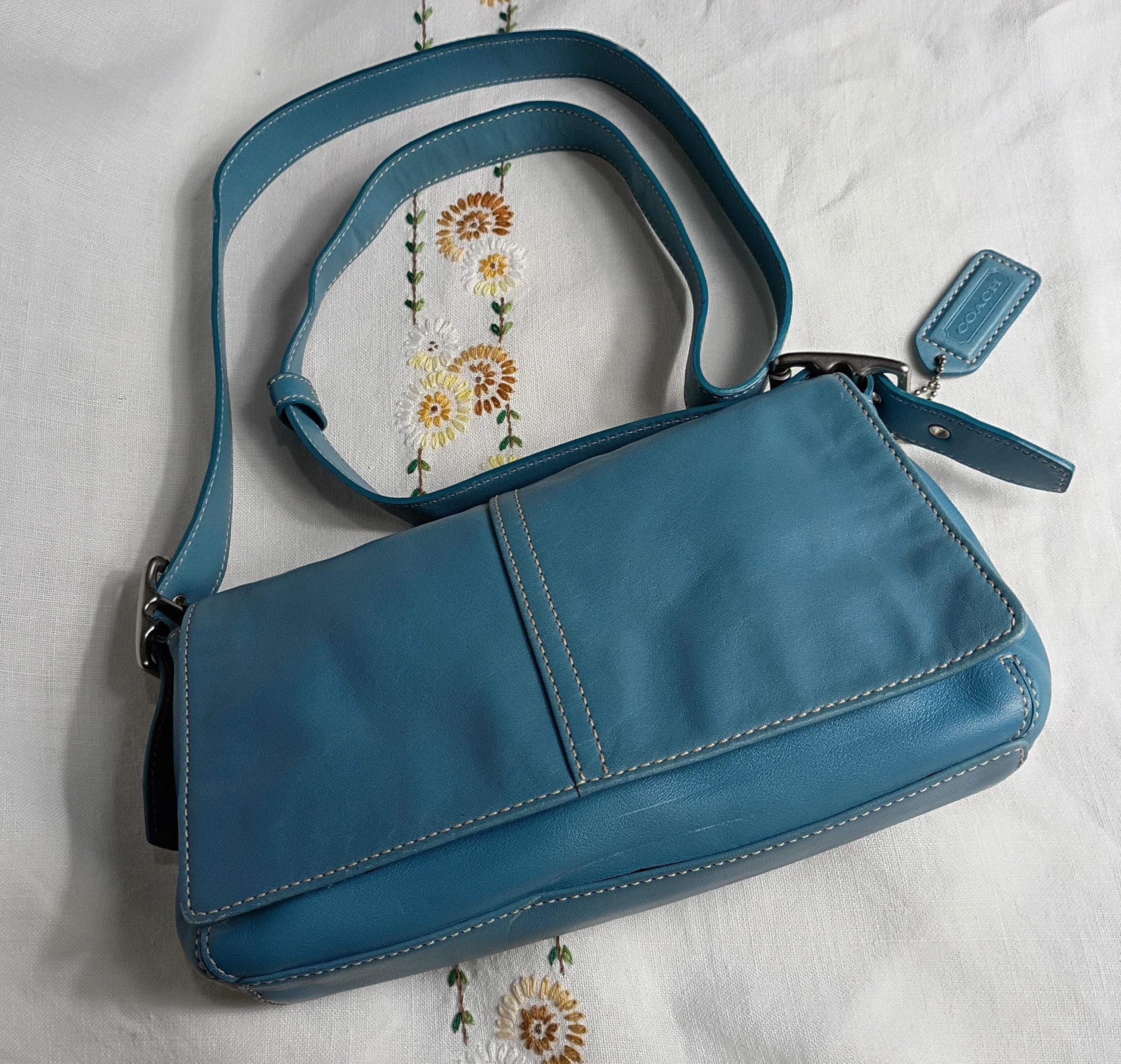 Vintage Coach Blue Leather Bag - Etsy