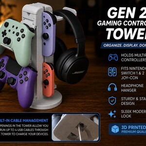 Gaming Tower Controller & Headset Organizer Gen 2