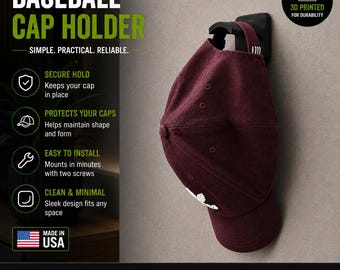Soporte de pared para gorra de béisbol – Organizador minimalista para gorras / Soporte para gorras impreso en 3D