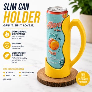 Porta-latas fino para Alani Nu e outros modelos. Sunshine Yellow Matte