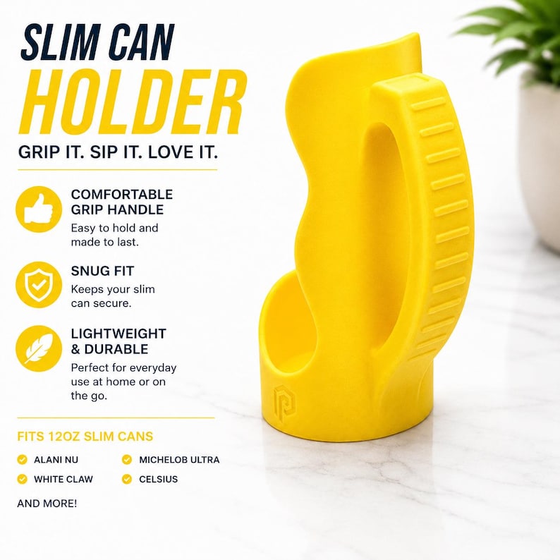 Porta-latas fino para Alani Nu e outros modelos. Yellow
