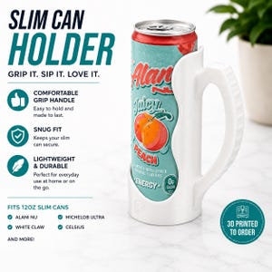 Porta-latas fino para Alani Nu e outros modelos. Silk White