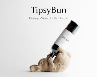 Suporte para Garrafa de Vinho TipsyBun – Suporte para Vinho em Formato de Coelho Fofo e Divertido (2 Tamanhos)
