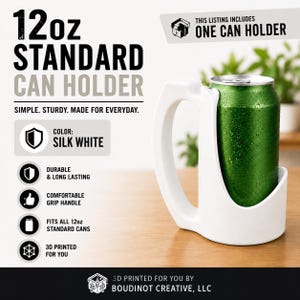 12oz Beverage Can Holder – 3D Printed Silk White